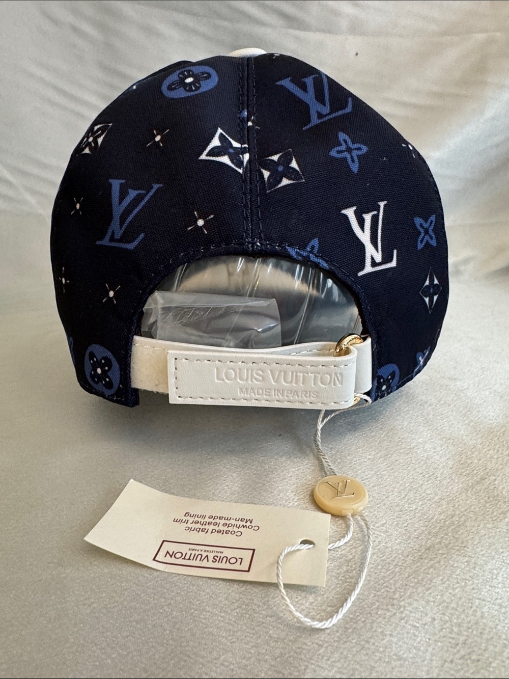 Louis Vuitton Dark Blue Monogram Baseball Cap w/ White Leather Trim🔥New! - Picture 5 of 8